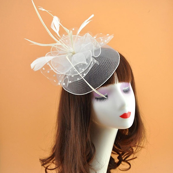 Mesh Blomster Hårprydnad Cocktail Fascinators Hattar Hårkläder Fjäder Hårklämma