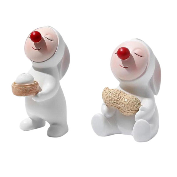 2x Kaninfigur Röd Näsa Kanin Staty För Hem Påsk Dekoration