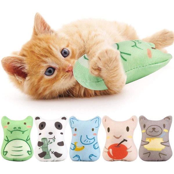 Katte-nip-legetøj til indendørs katte - 5 stk. Plys-kattetyggetøj, tænder Interaktivt katteurt-fyldt killingelegetøj Blødt kæledyrslegetøj