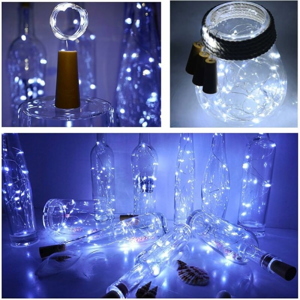 10-pack flasklampor 20 LED-ljusslingor Koppartrådsflasklampor för gör-det-själv-dekoration, bröllop, fest (vit??)