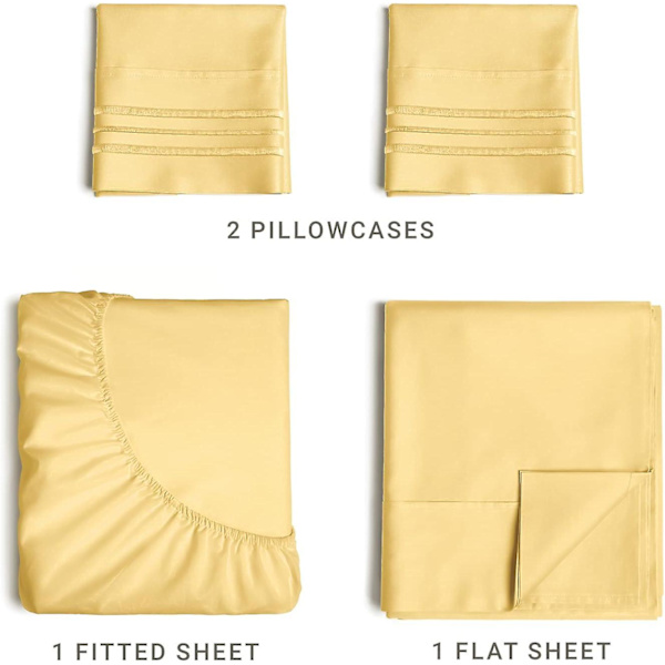California King Size Lakanuppsättning - Andningsbara & Kylande Lakan - Hotell Lyx Sängkläder - Extra Mjuka - Djupa Fickor - Lätt Passform - 4 Delar Set - Rynk