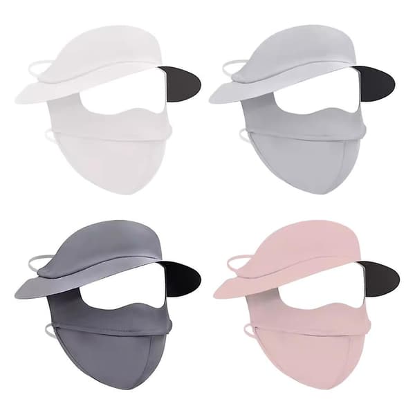 Letvægts solhat til kvinder, maske og hat integreret UV-resistent tophat (hvid)