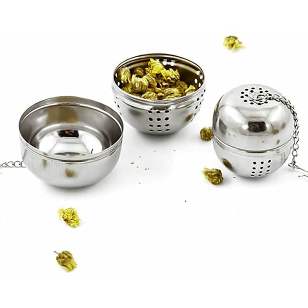 2-delad teinfuser i rostfritt stål, teinfuser för te, kryddor och de flesta koppar och tekannor