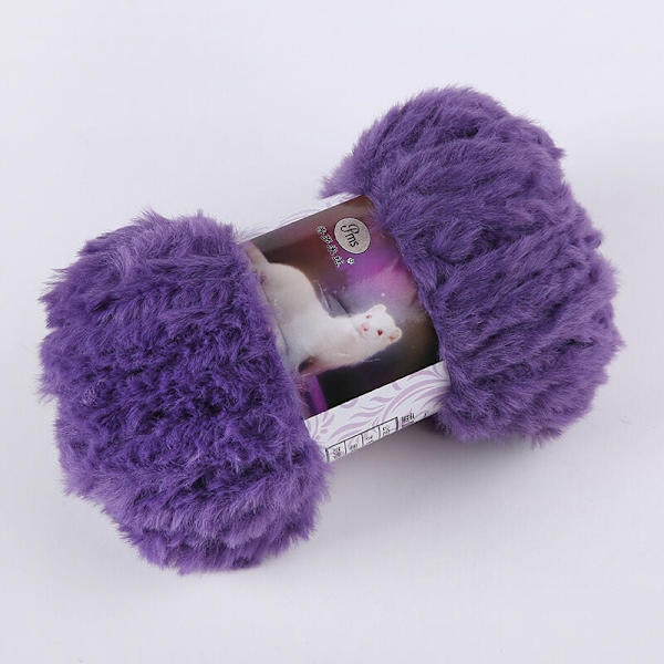 DIY Handgjord Fluff Garnboll Vävda Konstgjord Päls Mink Korall Fleece Grov Ull Lila