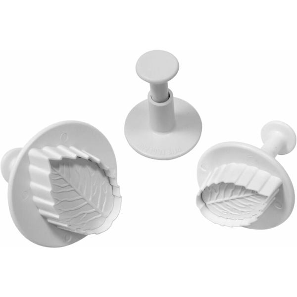 Set med 3 räfflade rosenbladsskärare, plast, vit?
