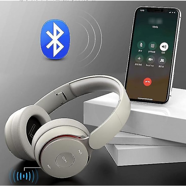 Bluetooth trådlösa hörlurar, USB-laddningsbara spelhörlurar för bärbar dator smartphone（Vit）