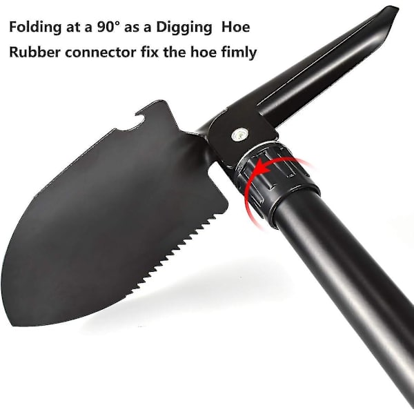 Flerfunktionel Camping Spade, 41cm, Sort