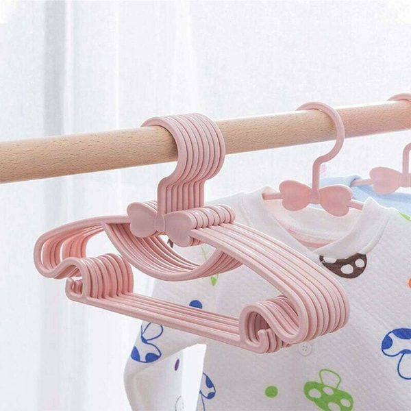 Barnkläder Hängare, Plast Barnkläder Hängare, Halkfria Babykläder Hängare, Babykläder Hängare Set för Garderob Kläder (Rosa, 20 st)