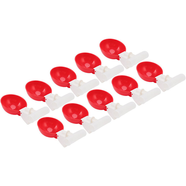 10 Set Kyckling Drickkoppar Automatisk Vatten Drickare Stor Röd Plastskål för Anka Fågel Höna G3/4