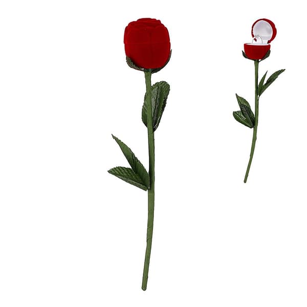 Moderigtig Rose Blomsterformet Bryllupsring Opbevaringsboks Beholder til Halskæde Øreringe