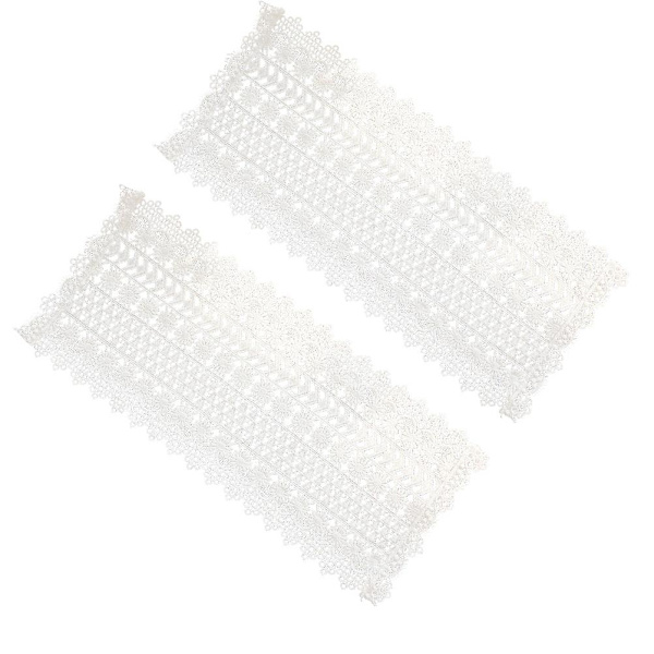 2 stk. fransk blondeborddug blondeborddug vestlig madpladsmåtte (hvid)（20*40cm，hvid）