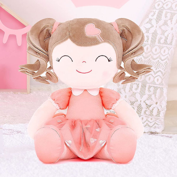 Gloveleya Baby Girl Lahjat Pehmolelut Kiharat Hiukset Nukke Pehmeä Tyttöjen Lelu Rakkaus Sydän Oranssi Mekko 16 Tuumaa Tyyppi2