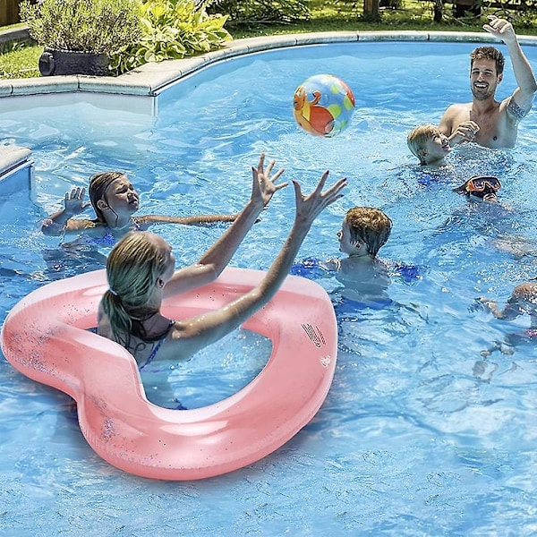 Uppblåsbara badringar, hjärtformade flytande poolleksaker, vattenleksaker för barn och vuxna (90 cm)