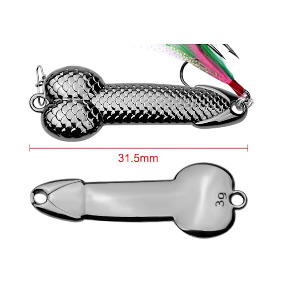 Paljettskjeer fiske lokker med fjær krok metall paljetter agn for ferskvann og saltvann 3g 31,5mm / 1,2in svart