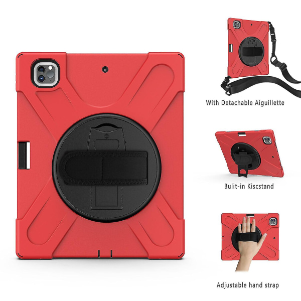 Löstagbart case för Ipad Pro 12,9 tum med handrem, pennhållare, justerbart ställ, kameraskydd