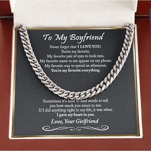 Till min man rostfritt stål kubansk kedja halsband för honom, födelsedagspresenter till pojkvän make