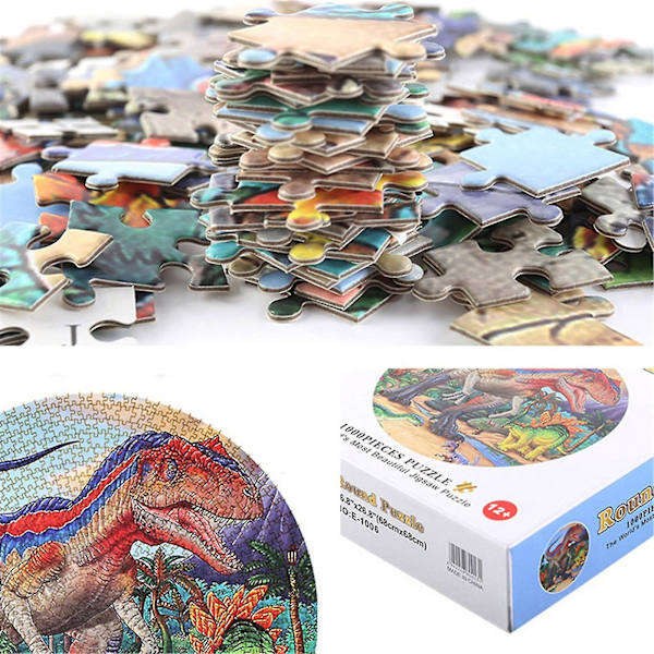 1000-bitars pussel med dinosaurier med färgglad bild 1,2 mm tjockt för vuxna och barn