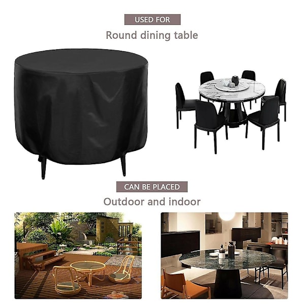 Utomhus trädgårdsmöbler regnskydd svart möbler bord stol set vattentätt överdrag runt soffa trädgård uteplats regndammsskydd（325*95cm）