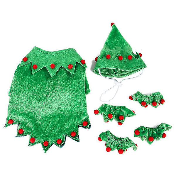 Hundtomte-dräkt med hatt, jultomte-husdjurskläder för valp, kattunge, små katter och hundar