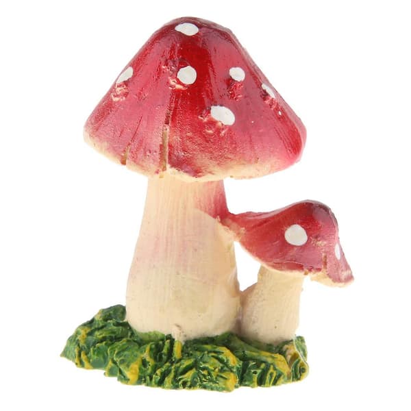 2 stk. Miniature Svampe Figur Dekoration til Fehave Rød