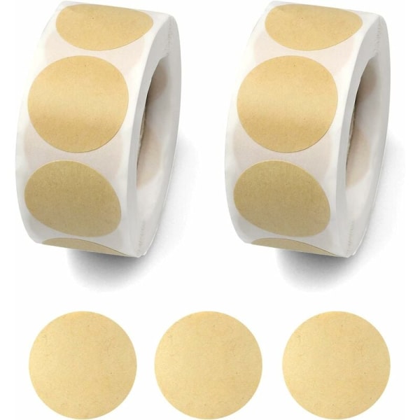 1000 st runda klisteretiketter i kraftpapper för presentkuvert, organisering av kök och tårtförpackningar (25 mm)