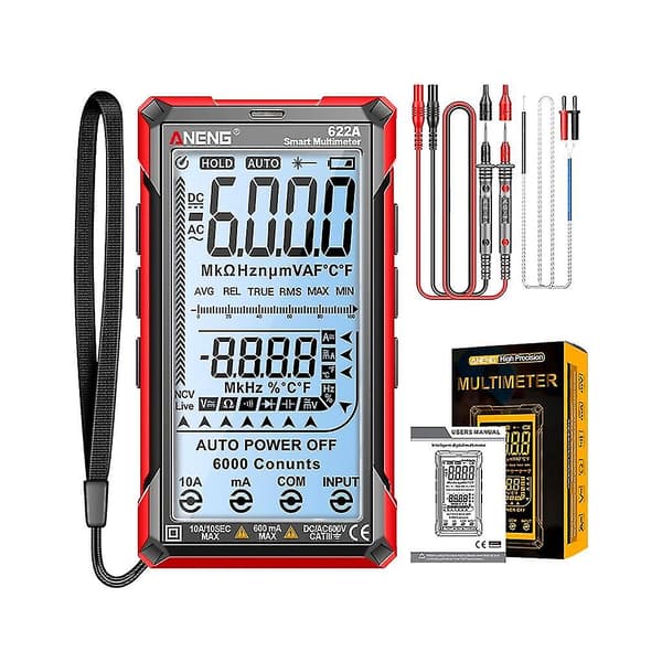 Auto-ranging digitalt multimeter med snor LCD-skjerm multimeter Ncv-