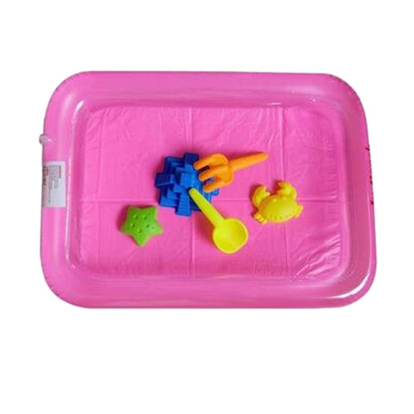 Børns strand sandkasse legesand oppustelig sandlegetøj bakke til børns uddannelse (Pink)（57.00X44.00X0.50CM，Pink）