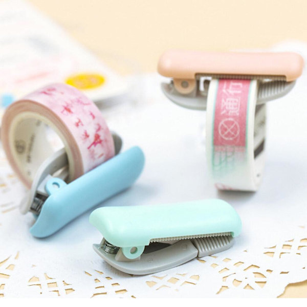 Mini Washi Tape Dispenser Kawaii Bärbar Plast Kontorstejpskärare