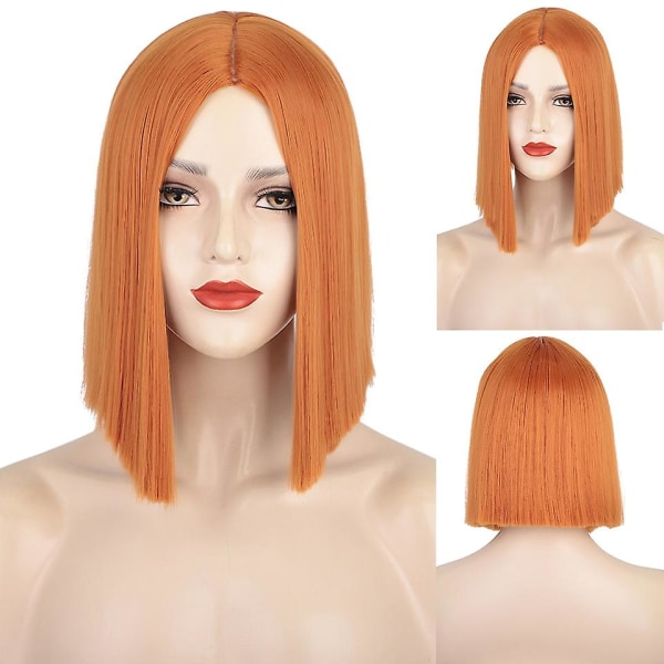 I's A Wig Syntetiska peruker Kort rak svart peruk med lugg Bob peruker för kvinnor Rosa Röd Lila Brunt Cosplay-hår för dagligt bruk12tumNYS878-2735