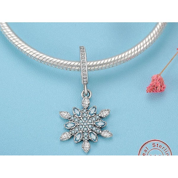 Snöflinga dinglande charm armband klart hänge