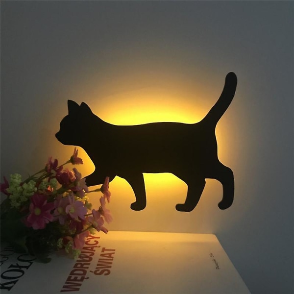 Led projektionslampa USB Cat Vägglampor 3d Ljudkontroll Kattlampa Nattljus Dekoration Barn Barn Present Sömn Romantisk Lampa1
