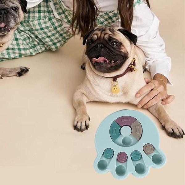 Pet Slow Food Hundskål Pet Leksak Hund Skivspelare Äta Anti-kvävning Matredskap Fotspårblå