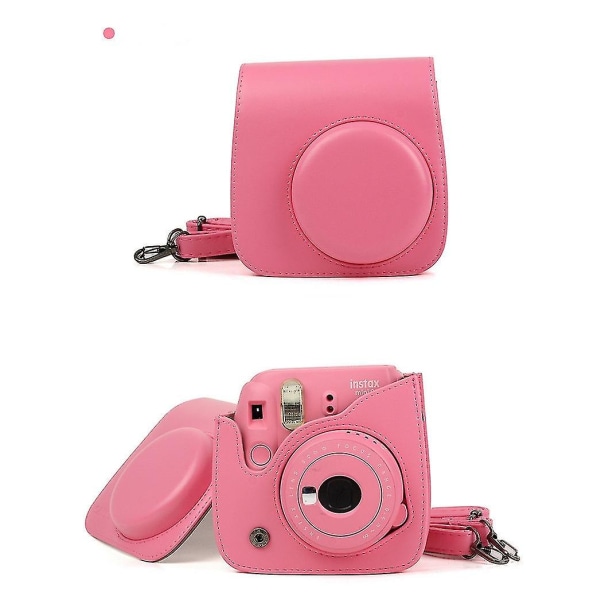 Direktkameraväska Skyddsväska Hållare Läder Bärväska Med Axelrem För Fujifilm Instax Mini8/9（Rosa）