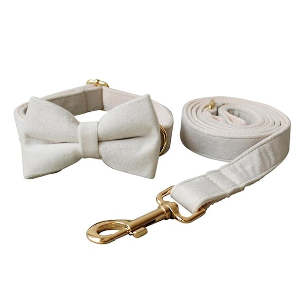 Dog Collar And Leash Set, Adjustable Classic Beige Collar With Matching Leash