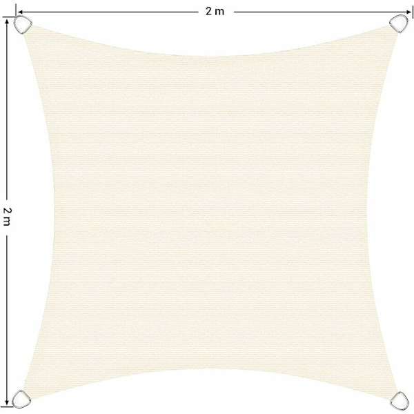 2 x 2 m skuggskydd spännduk HDPE utomhus solskydd andningsbar balkong uteplats trädgård beige
