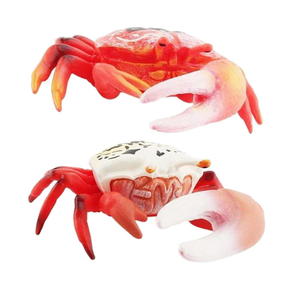 2x håndmalte minikrabbefigurer modellpynt for småbarn