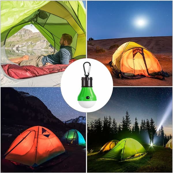 4-pack LED-campinglampor, bärbara, vattentäta, batteridrivna glödlampor