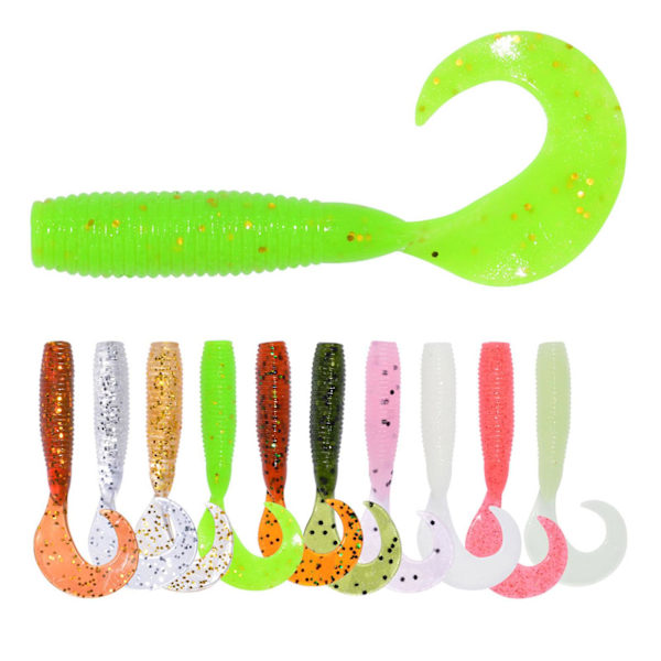 55mm Soft Worm Artificial Simulation Fishing Lure Bait with Tail Accessory