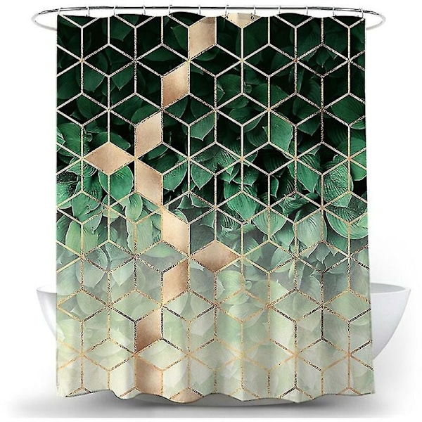 1 st duschdraperi Geometrisk enkel duschdraperi för upphängning (Grön 180 180 cm)