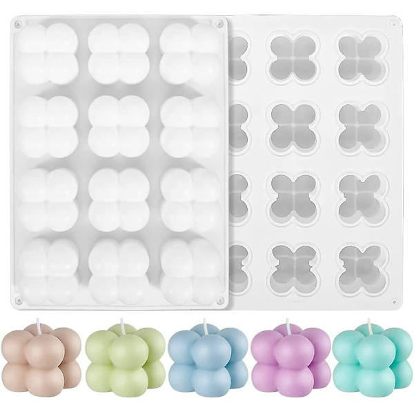 Multi-kubform, silikonform för bakning av brownies, gör-det-själv-verktyg för mousse, dessert, gelé, pudding (12 hålrum)
