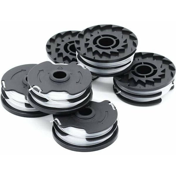 Set med 6 ersättningsspolar för LIDL Parkside PRTA 20-Li A1, B2, C3, PRT 550 A1, A3, PRT 300 A1-2 x 4m 1.6mm sladdlös grästrimmer