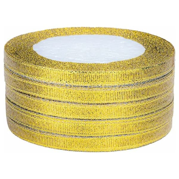 Wrap Ribbon Bow Cake Polyester Jacquard Ribbon (Guld, 6mm (1/4))