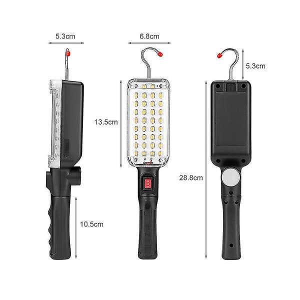 Monitoiminen 34smd LED-ohut työvalolamppu taskulamppu magneettinen koukulla