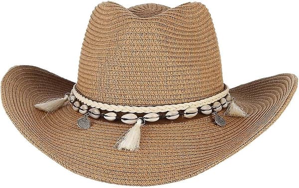 Kvinnors Halm Cowboyhatt Visor Strandhatt