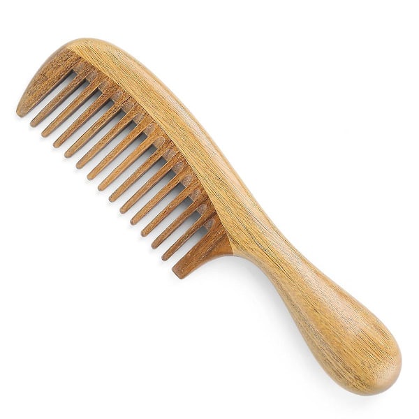 Handmade Natural Green Sandalwood Hair Combs - Anti-Static Sandalwood Scent Natural Hair Detangler Wooden Comb