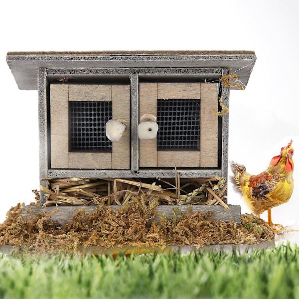 Miniatyr hønsehus i hagen for 1/12 dukkehustilbehør