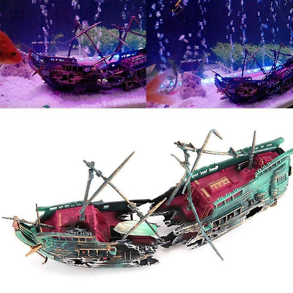 Akvarium Pirat Skeppsvrak Dekoration Tillbehör Skepp Vrak Tank