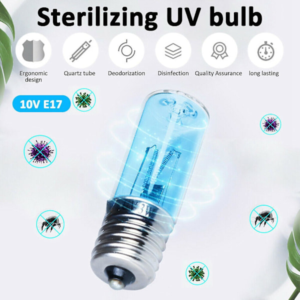2x UVC-punkkienpoistolampun germisidisiä polttimoita UV DC 10v UV-polttimo E17 3w Desinfiointi