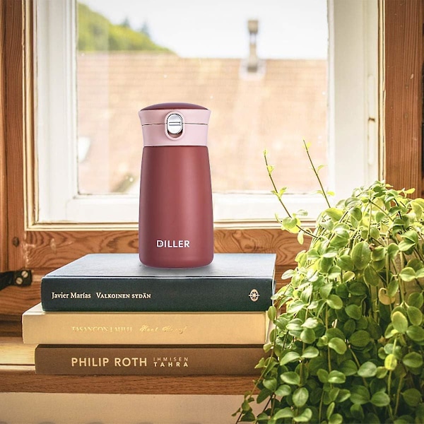 Flask Resemågs Vattenflaska Resemugg för Varm Dryck Flaska Läckagesäker Vinflaska Håller 24 Timmar Varm och 12 Timmar Kallt 230ml (Röd)