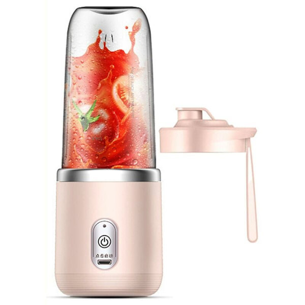Bärbar elektrisk juicepress för hemmet, utomhus minijuicepress (rosa enkel lock)